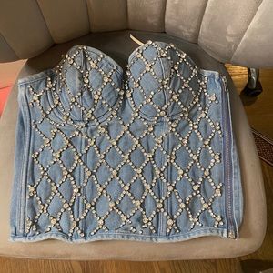 Fashion Nova bedazzled tie up corset